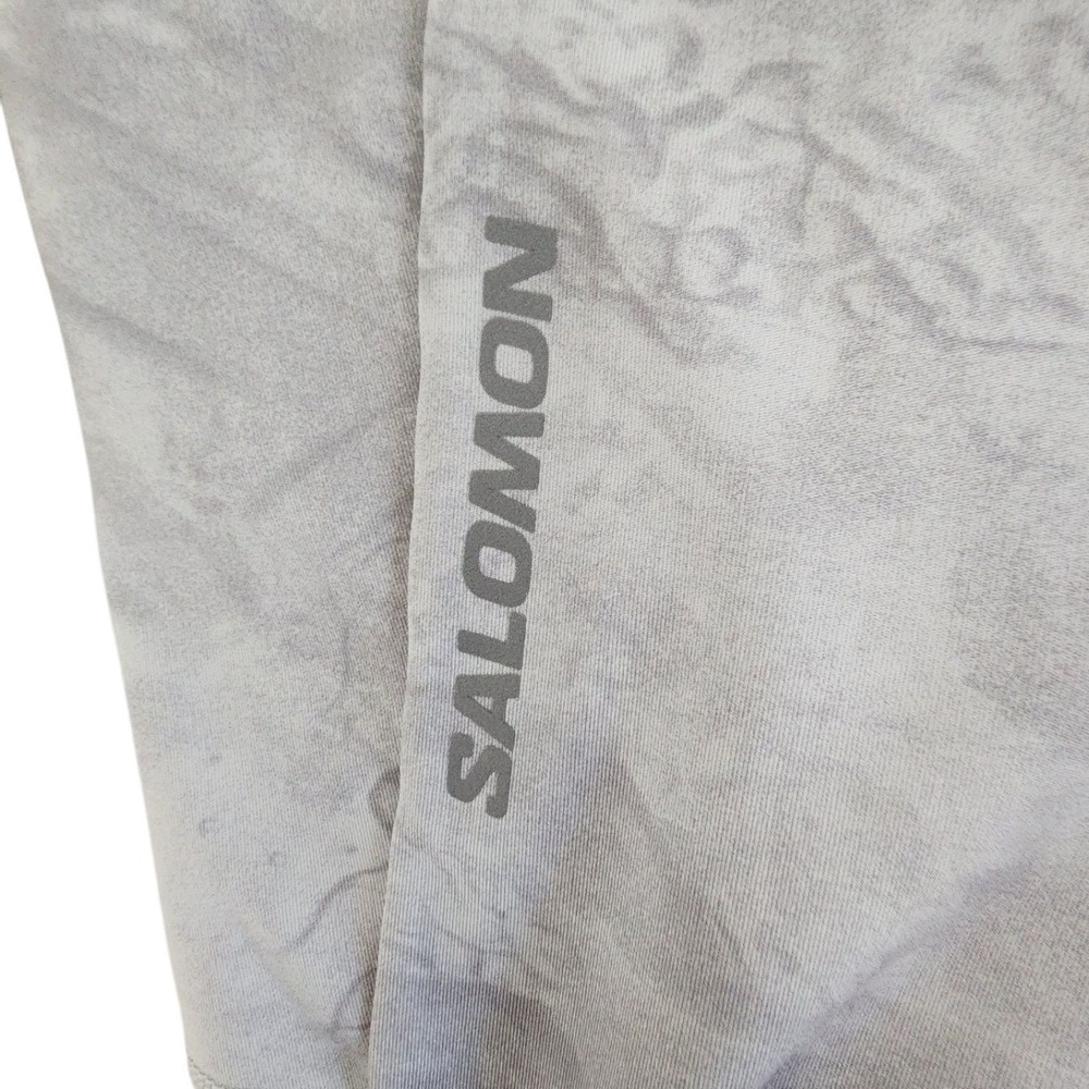 Salomon Womens Medium Gray Marble Print Athletic Leggings Running Pants